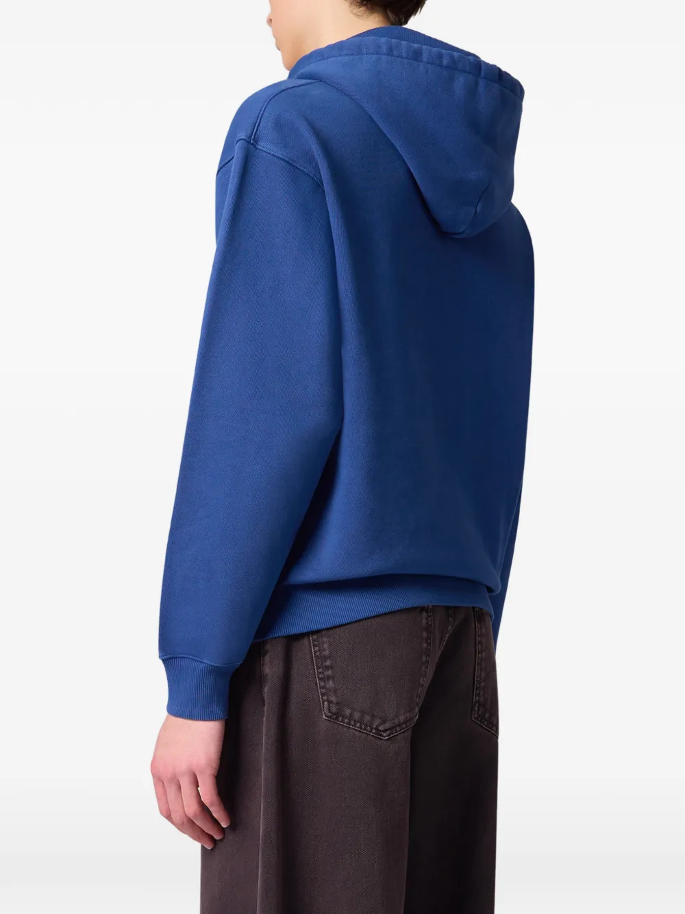 Msgm Logo-embroidered Drawstring Hoodie In Blue