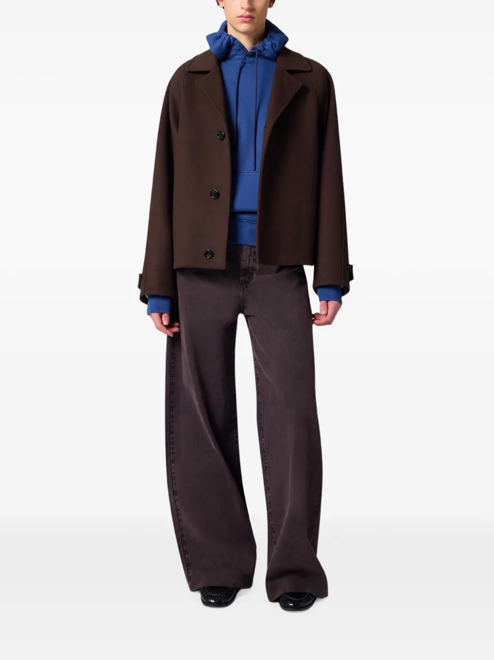 Msgm Logo-embroidered Drawstring Hoodie In Blue
