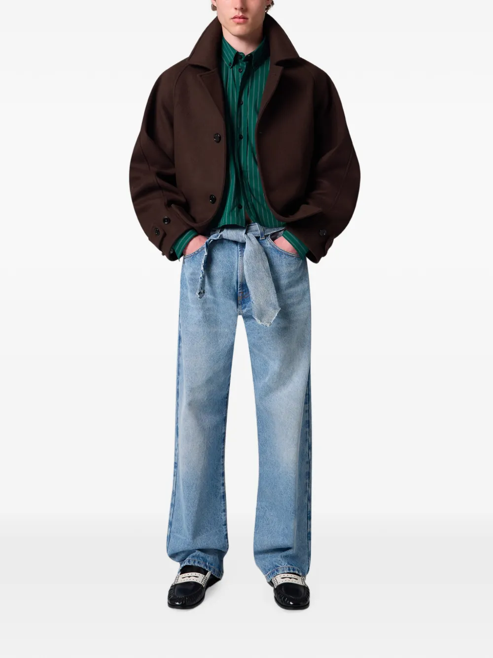 MSGM Cropped overhemd met krijtstreep Groen