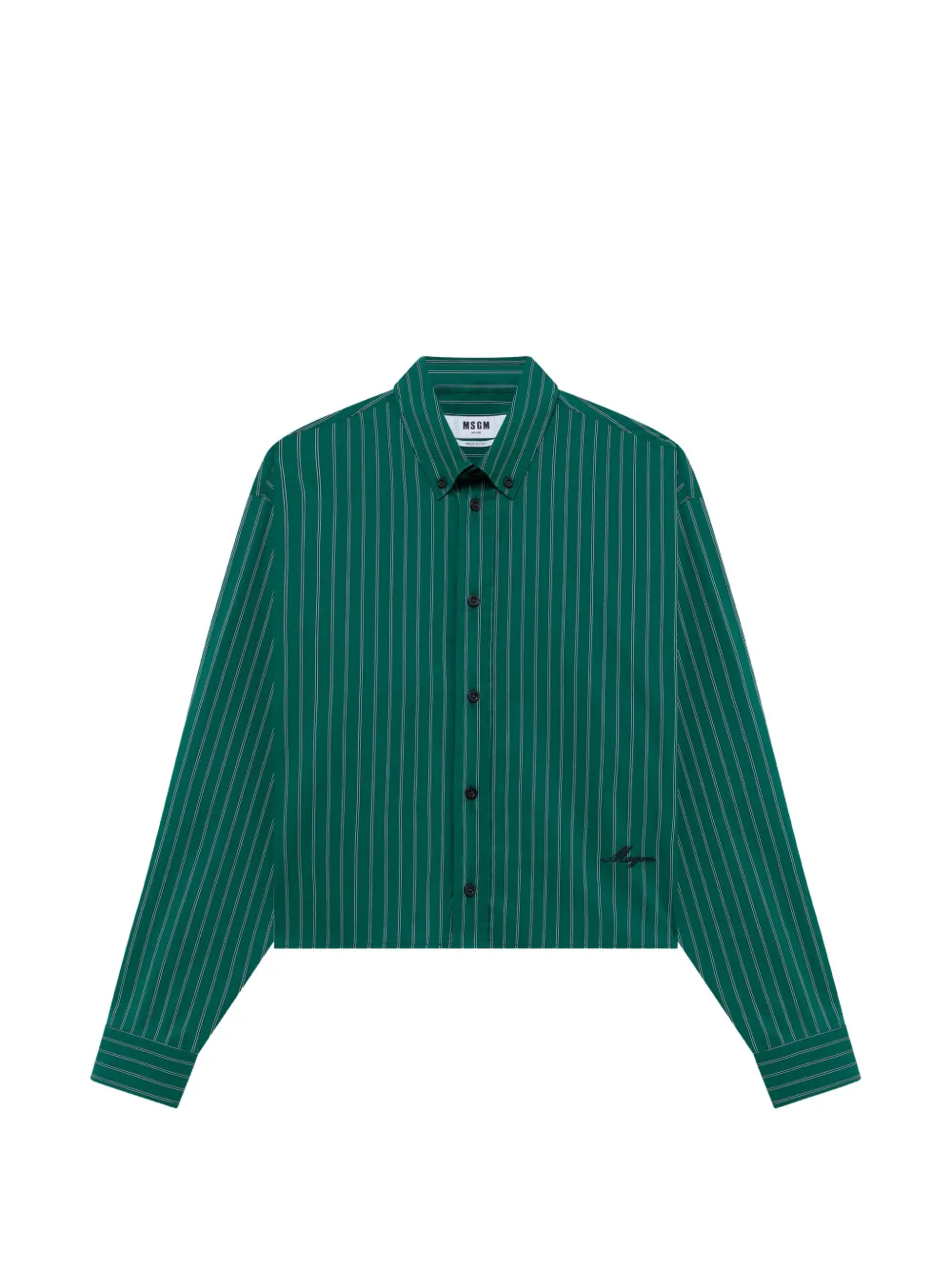 MSGM Camicia crop gessata - Verde