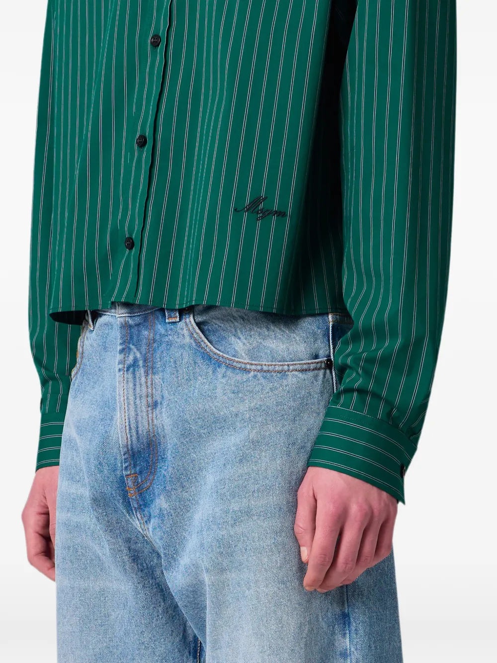 MSGM Cropped overhemd met krijtstreep Groen