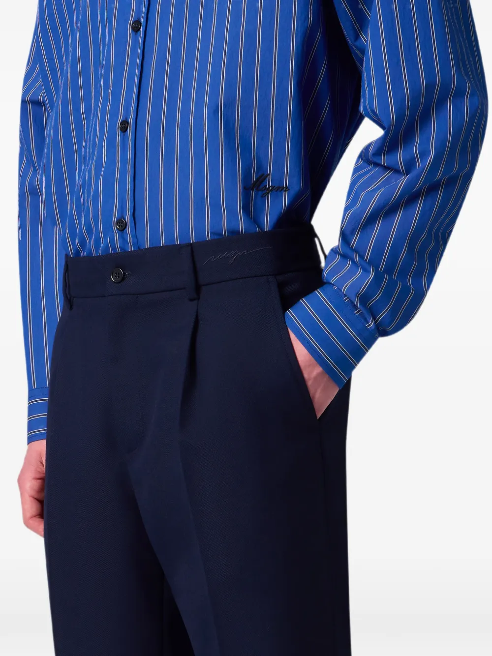 MSGM Pantalon met geplooid detail Blauw