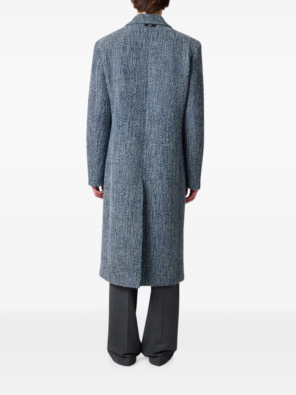 MSGM double-breasted marl-effect coat Blauw