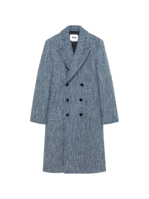 MSGM double-breasted marl-effect coat
