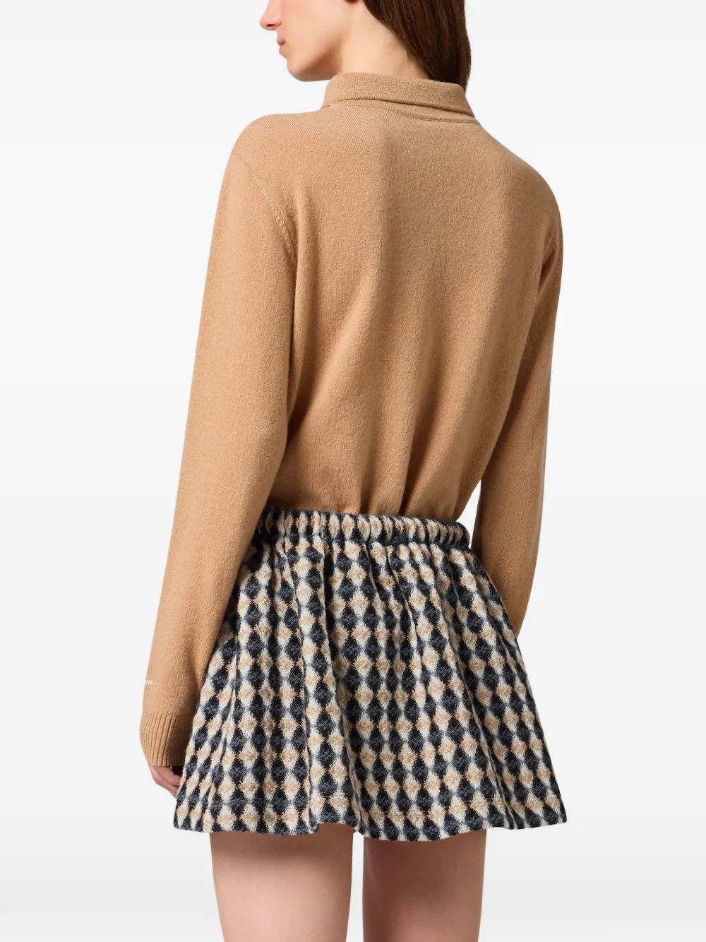 MSGM Trui met polokraag en argyle-patroon Beige