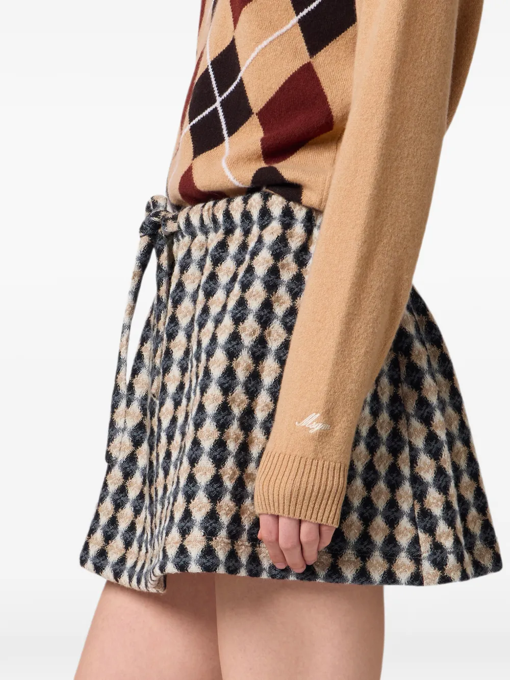 MSGM Trui met polokraag en argyle-patroon Beige