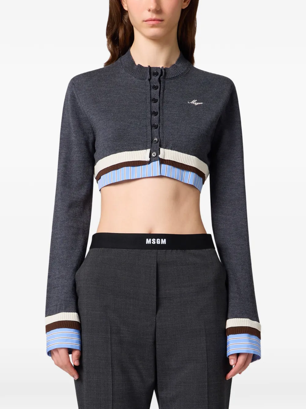 MSGM Cropped gelaagd vest Grijs