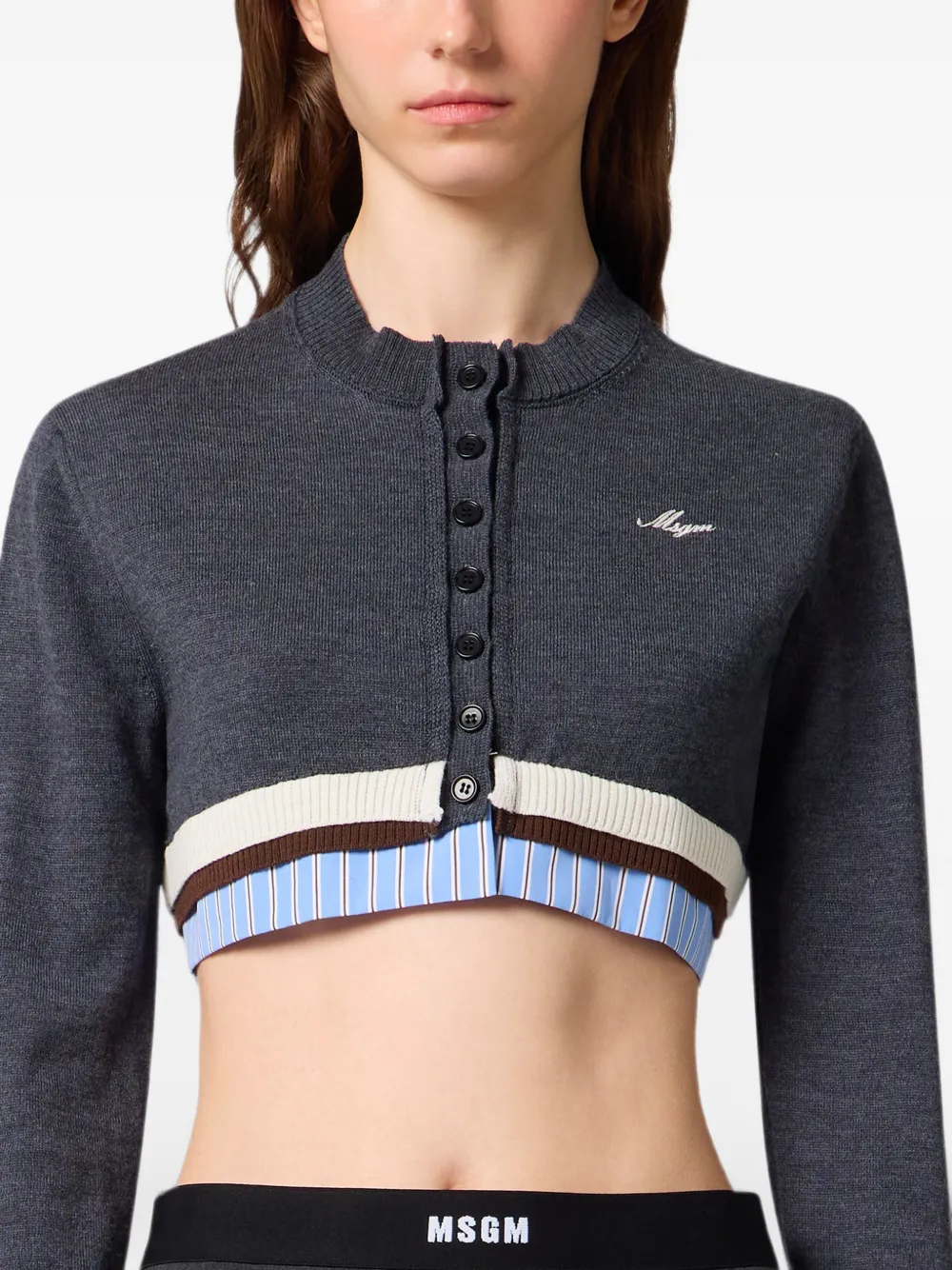 MSGM Cropped gelaagd vest Grijs