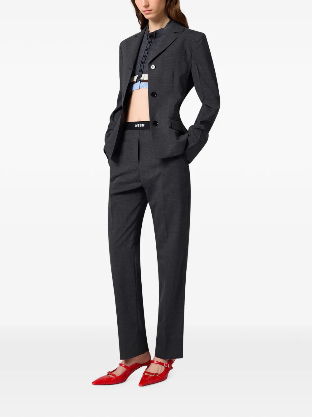 MSGM Cropped gelaagd vest Grijs