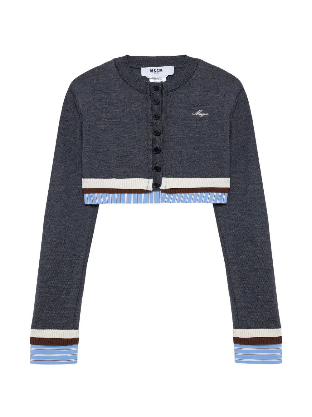 MSGM Cropped-Cardigan im Layering-Look - Grau