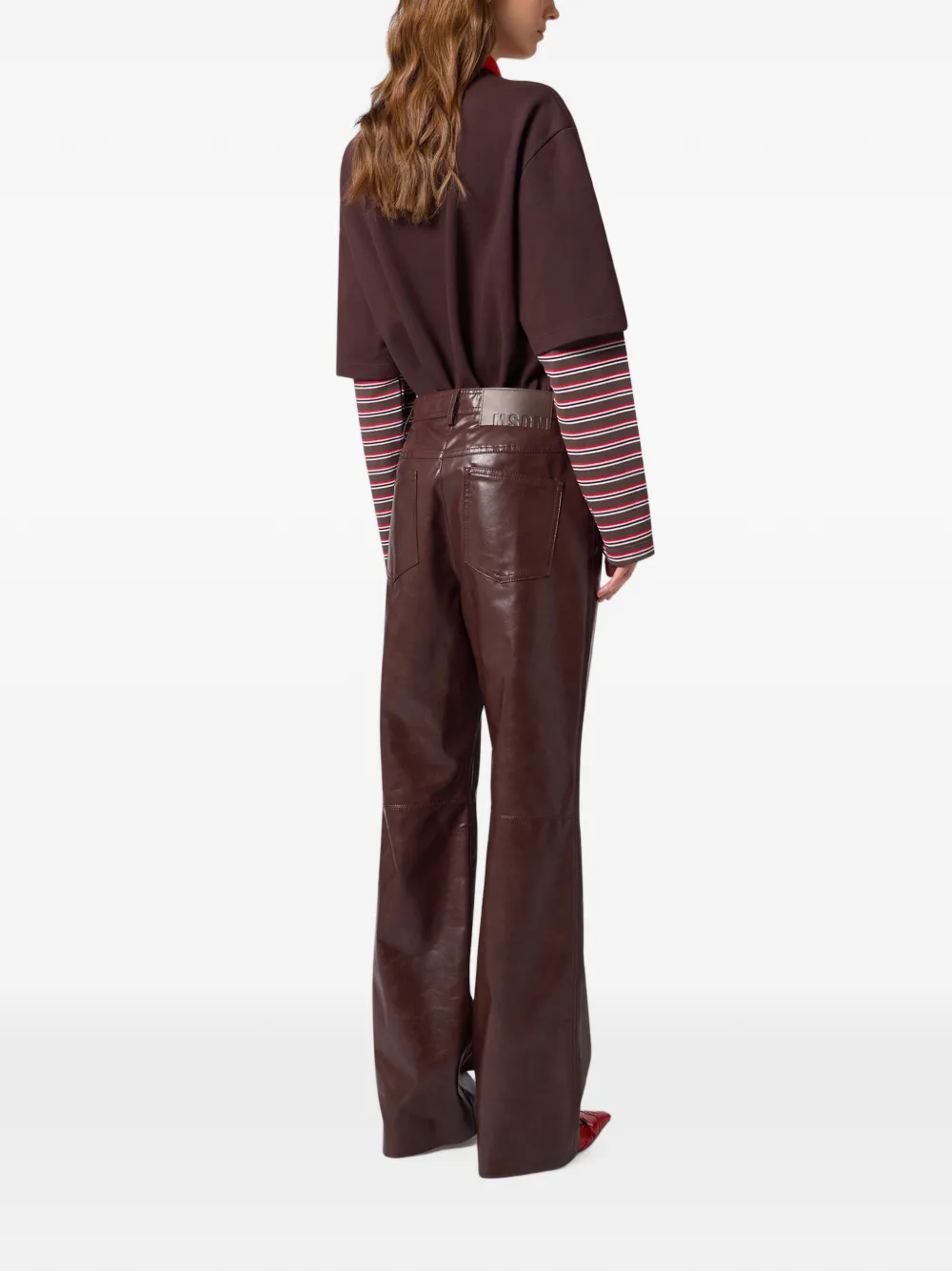 MSGM Broek met wijde pijpen Bruin