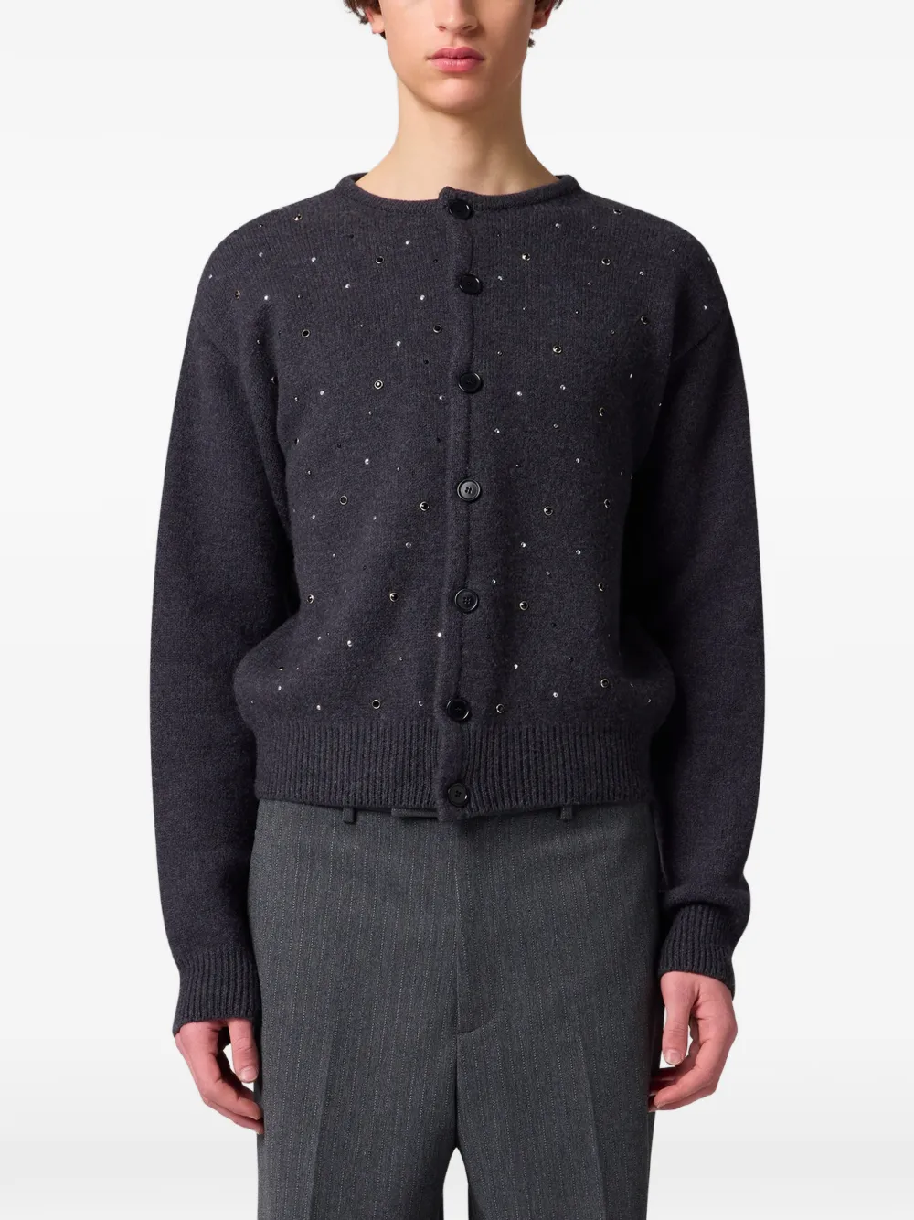 MSGM Vest verfraaid met kristallen en ringlets Grijs