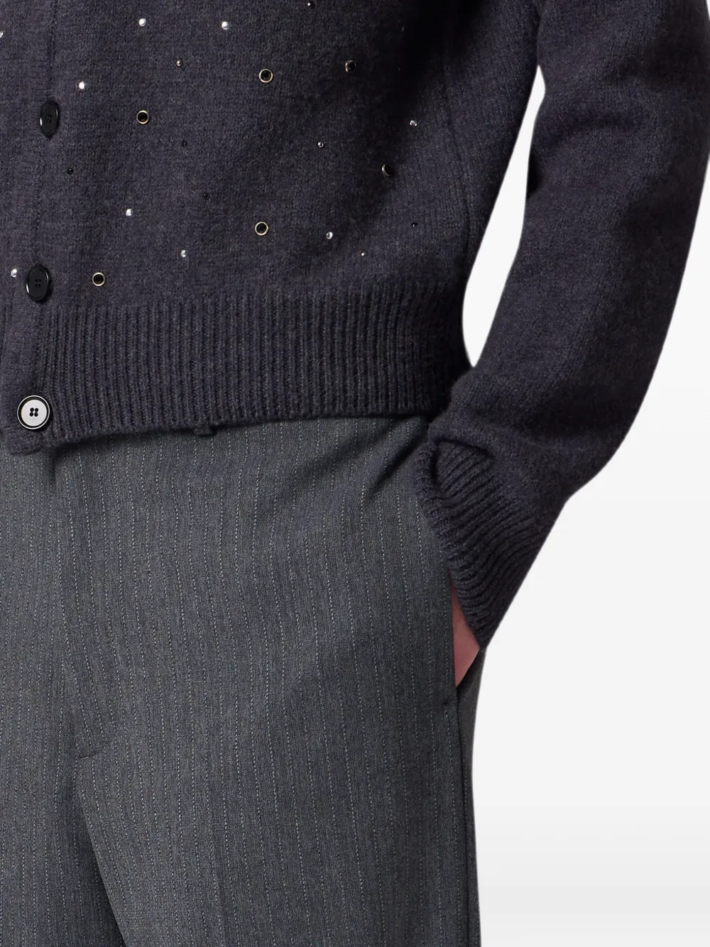 MSGM Vest verfraaid met kristallen en ringlets Grijs