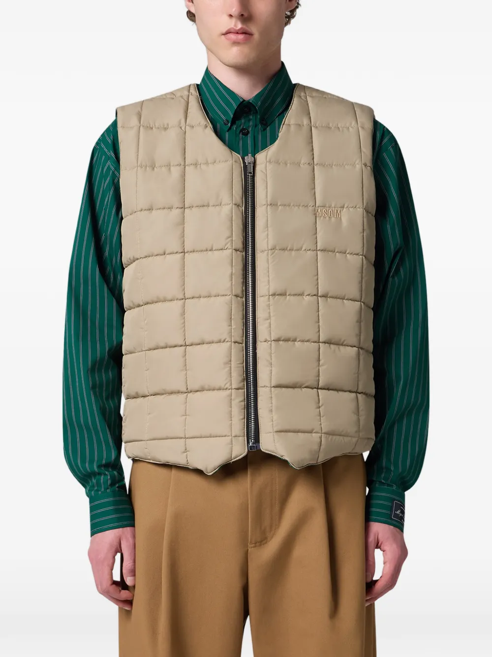 MSGM Omkeerbare bodywarmer met krijtstreep Groen