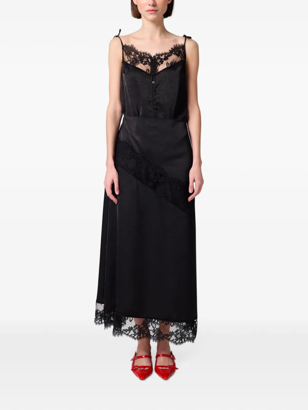 MSGM Maxi-jurk met kant Zwart