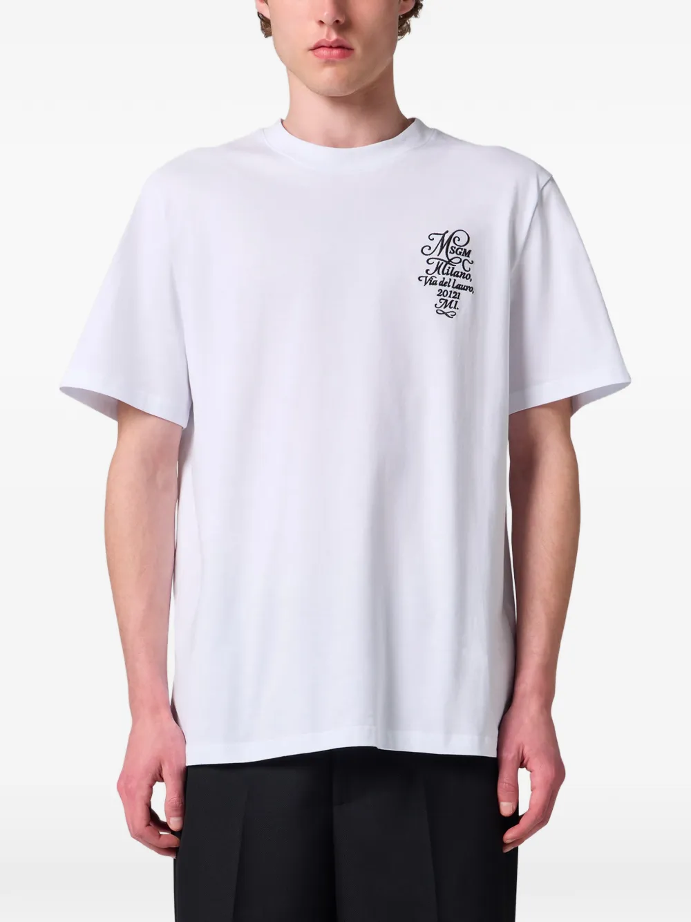 MSGM T-shirt met logoprint met ronde hals Wit