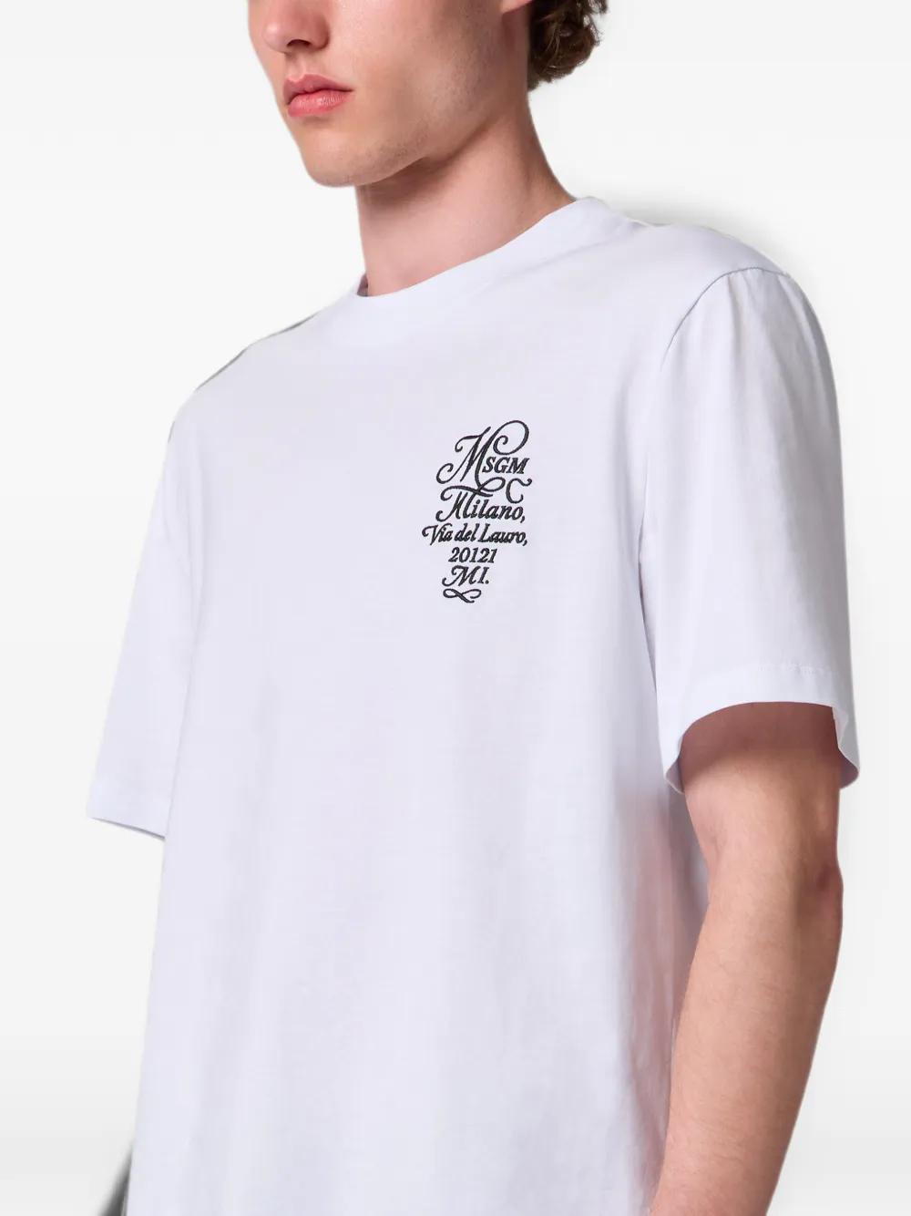 MSGM T-shirt met logoprint met ronde hals Wit