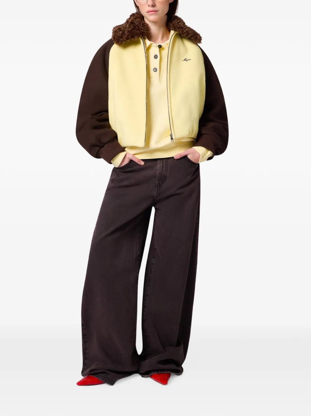 MSGM Jack met vlakken en kraagdetail Geel