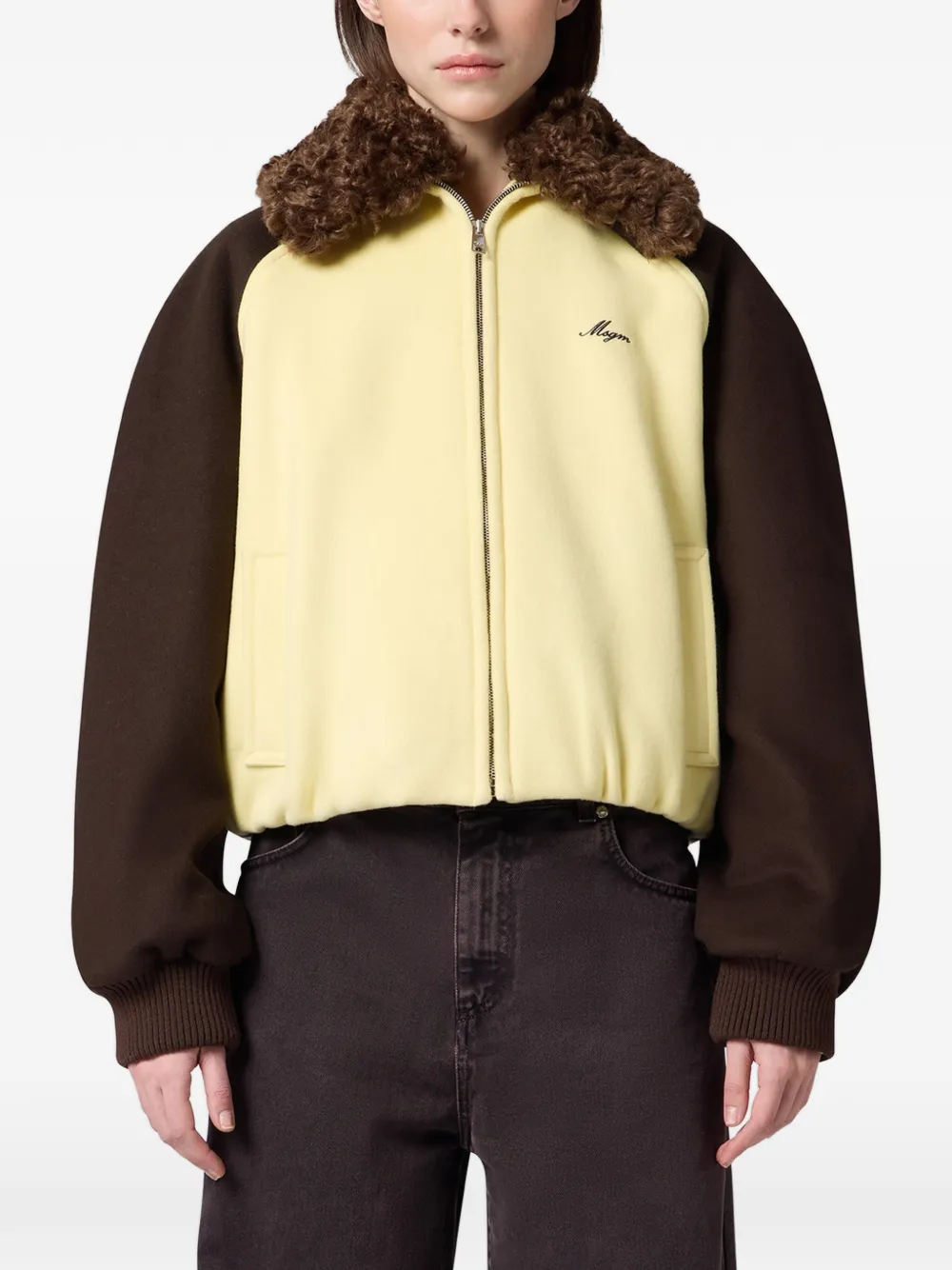 MSGM Jack met vlakken en kraagdetail Geel