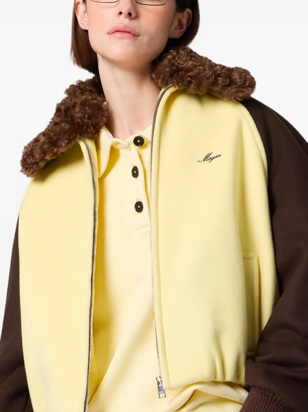 MSGM Jack met vlakken en kraagdetail Geel
