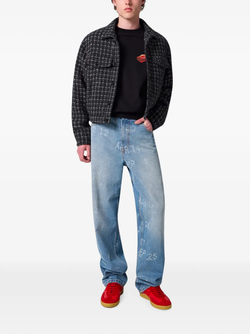 MSGM Sweater met grafische print en raglan mouwen Zwart