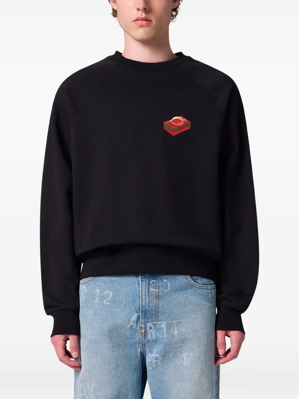MSGM Sweater met grafische print en raglan mouwen Zwart