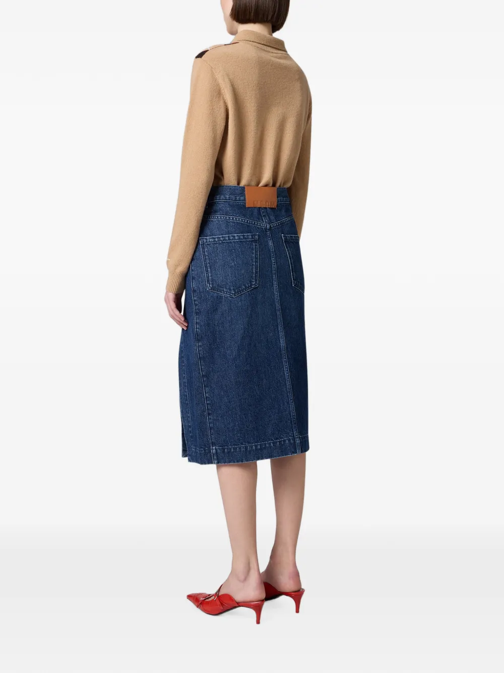 MSGM Midi-rok met split Blauw