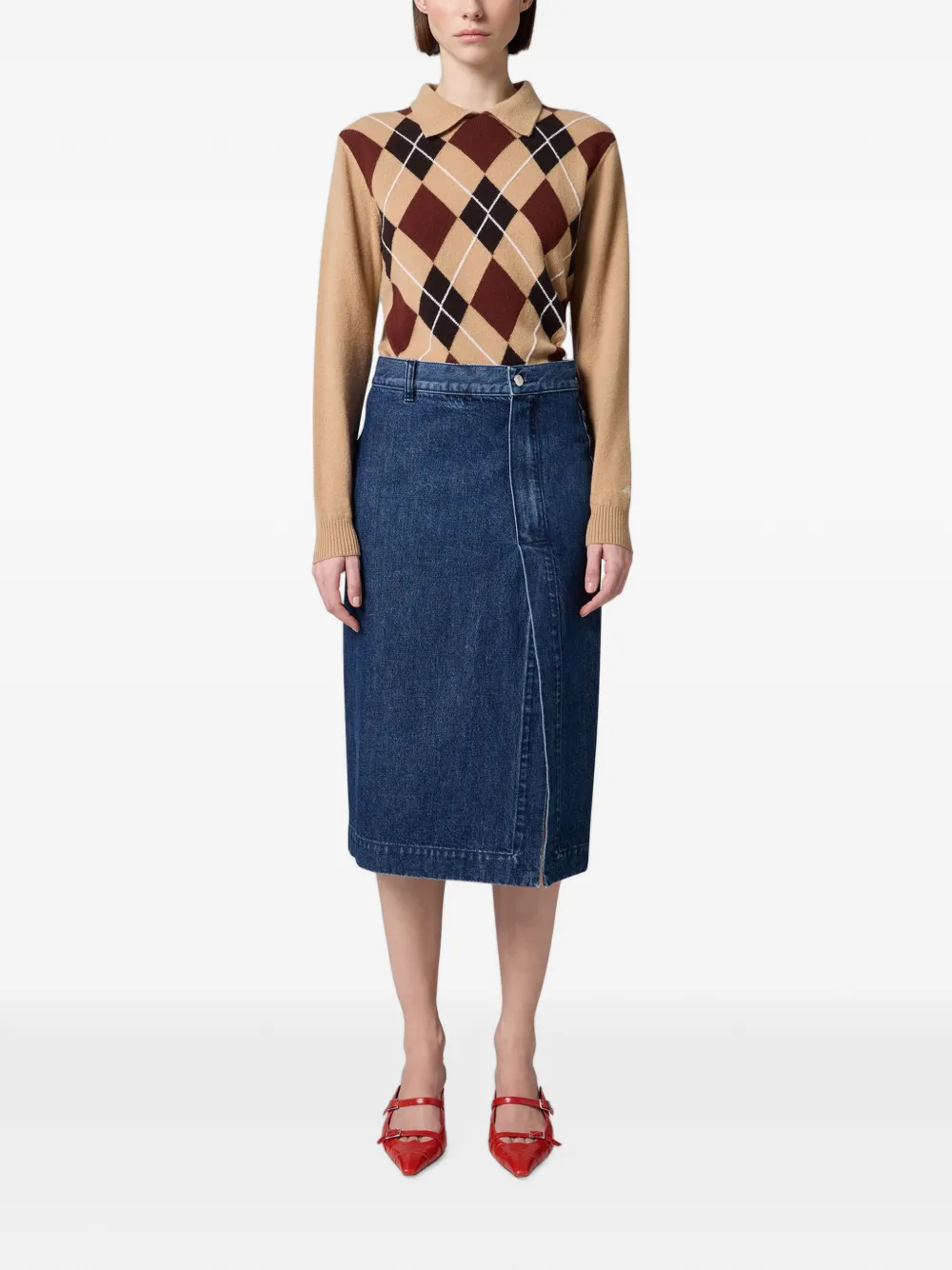 MSGM Midi-rok met split Blauw