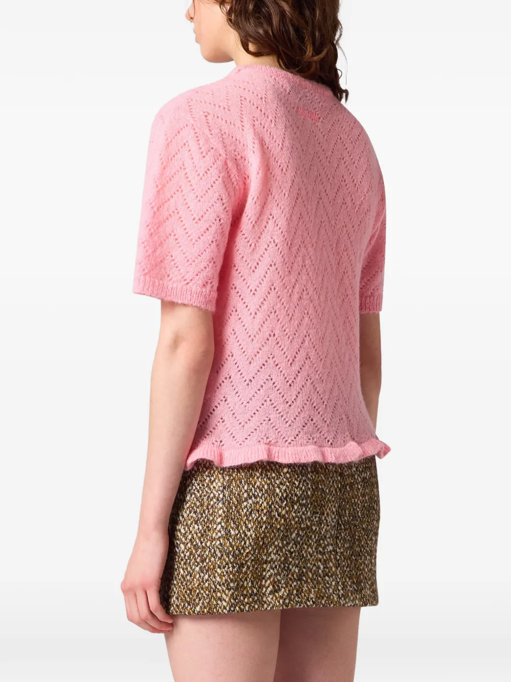 MSGM Trui met chevron-streep en ruches Roze