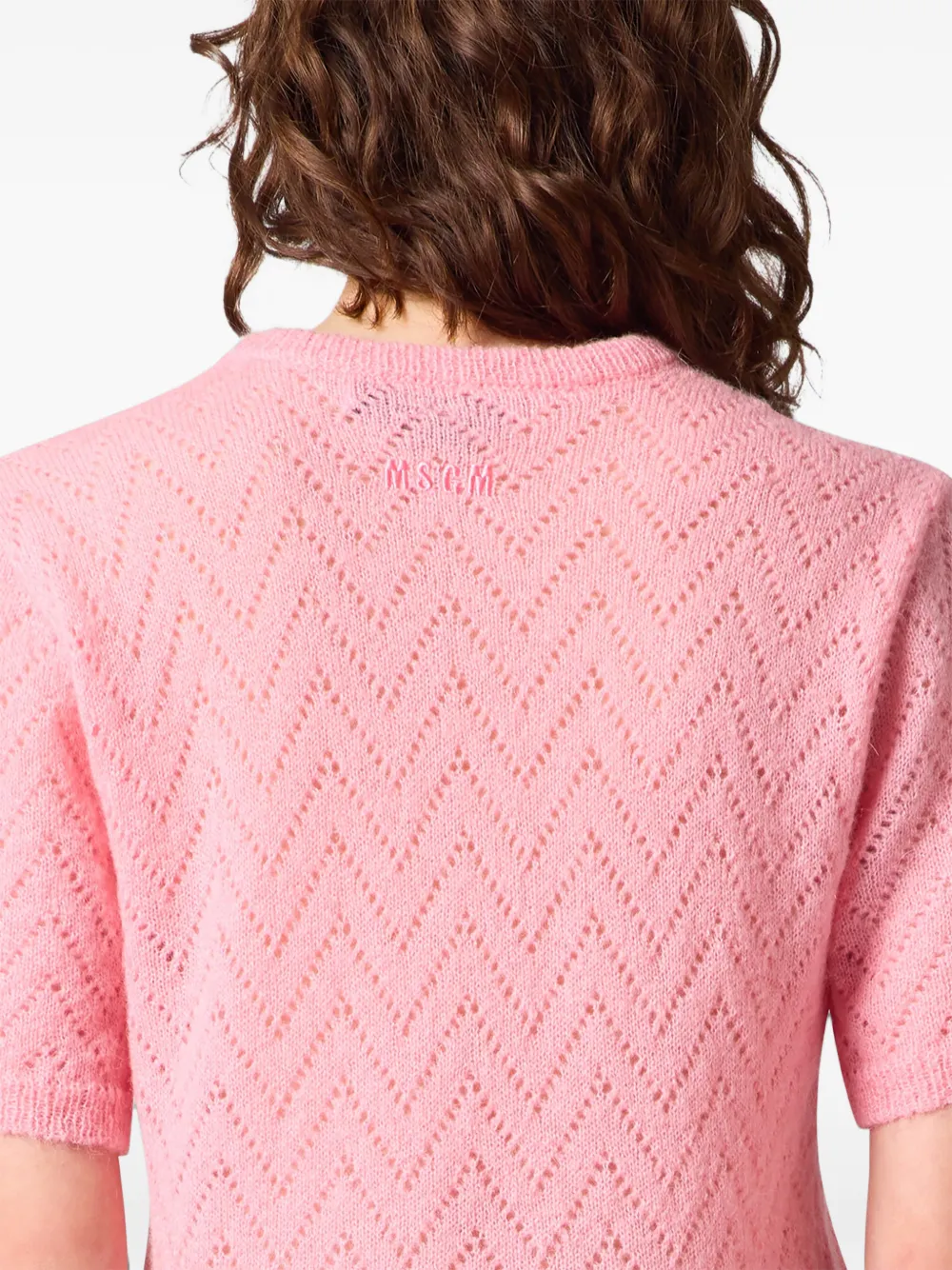 MSGM Trui met chevron-streep en ruches Roze