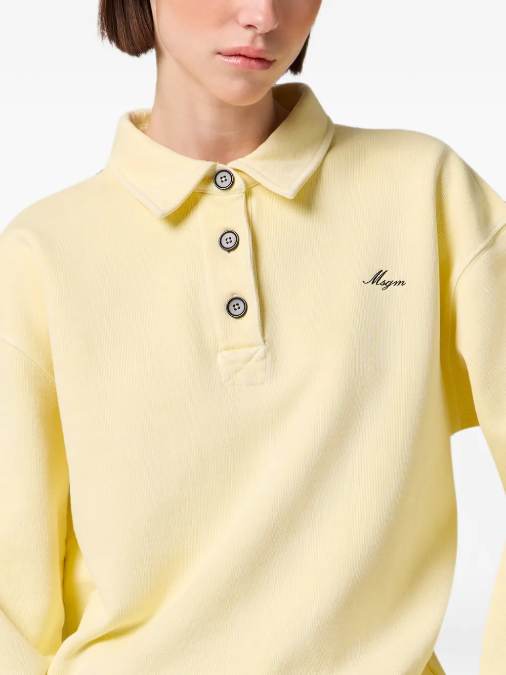MSGM Polotop met geborduurd logo Geel