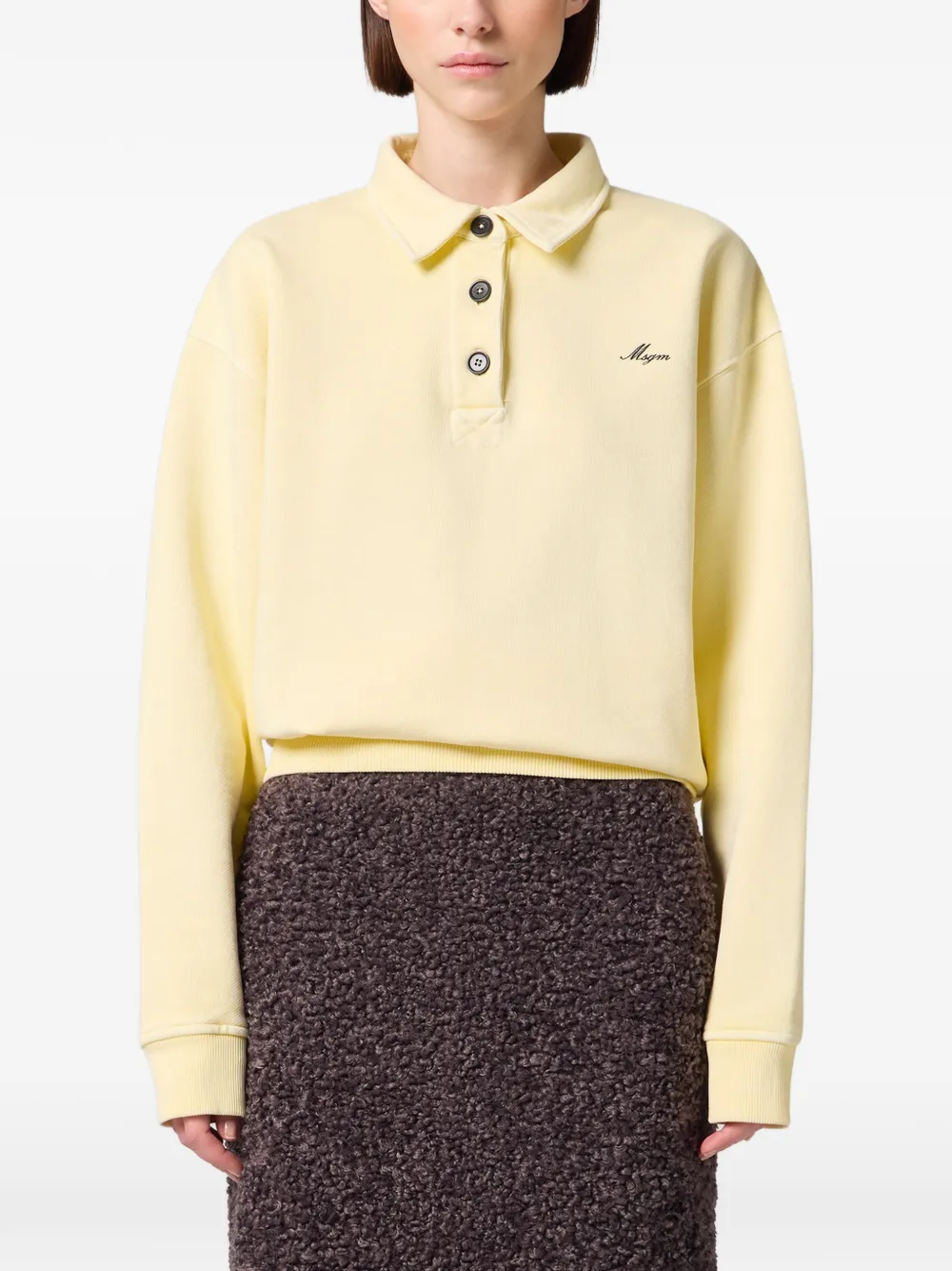 MSGM Polotop met geborduurd logo Geel