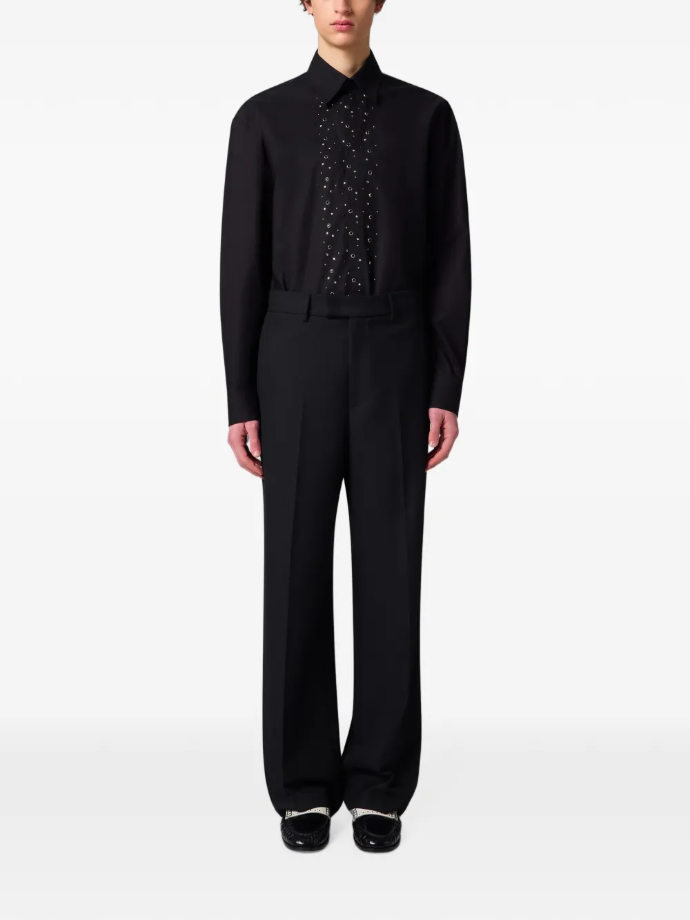 MSGM Broek met geborduurd logo en persvouwen Zwart