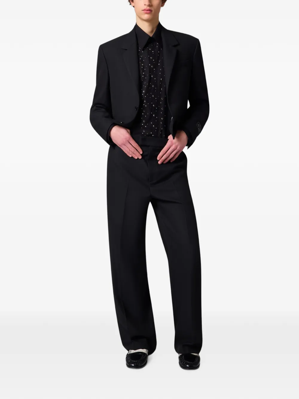 MSGM Broek met geborduurd logo en persvouwen Zwart