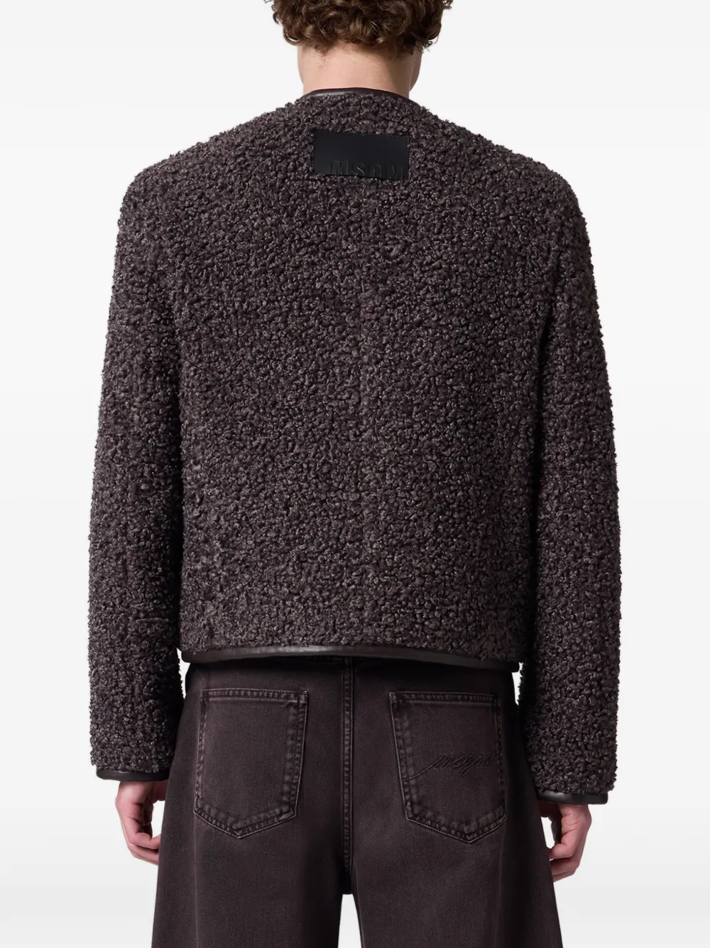 MSGM Jack met bouclé-textuur en leren afwerking Bruin