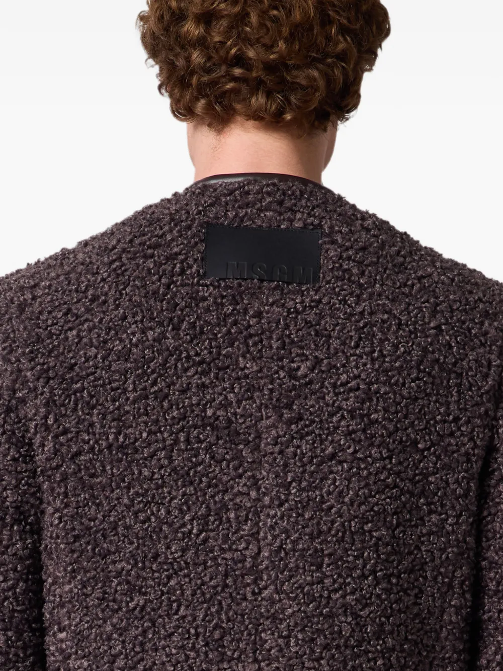 MSGM Jack met bouclé-textuur en leren afwerking Bruin