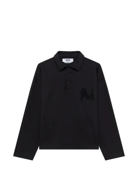 MSGM logo-patch long-sleeve polo shirt