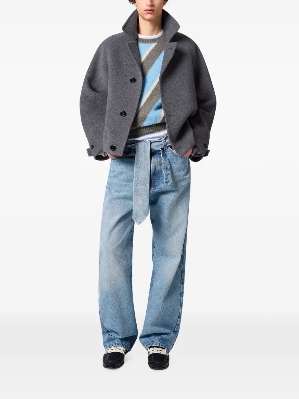 MSGM Mouwloze trui met diagonale streep Grijs