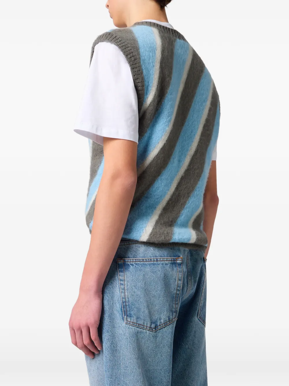 MSGM Mouwloze trui met diagonale streep Grijs