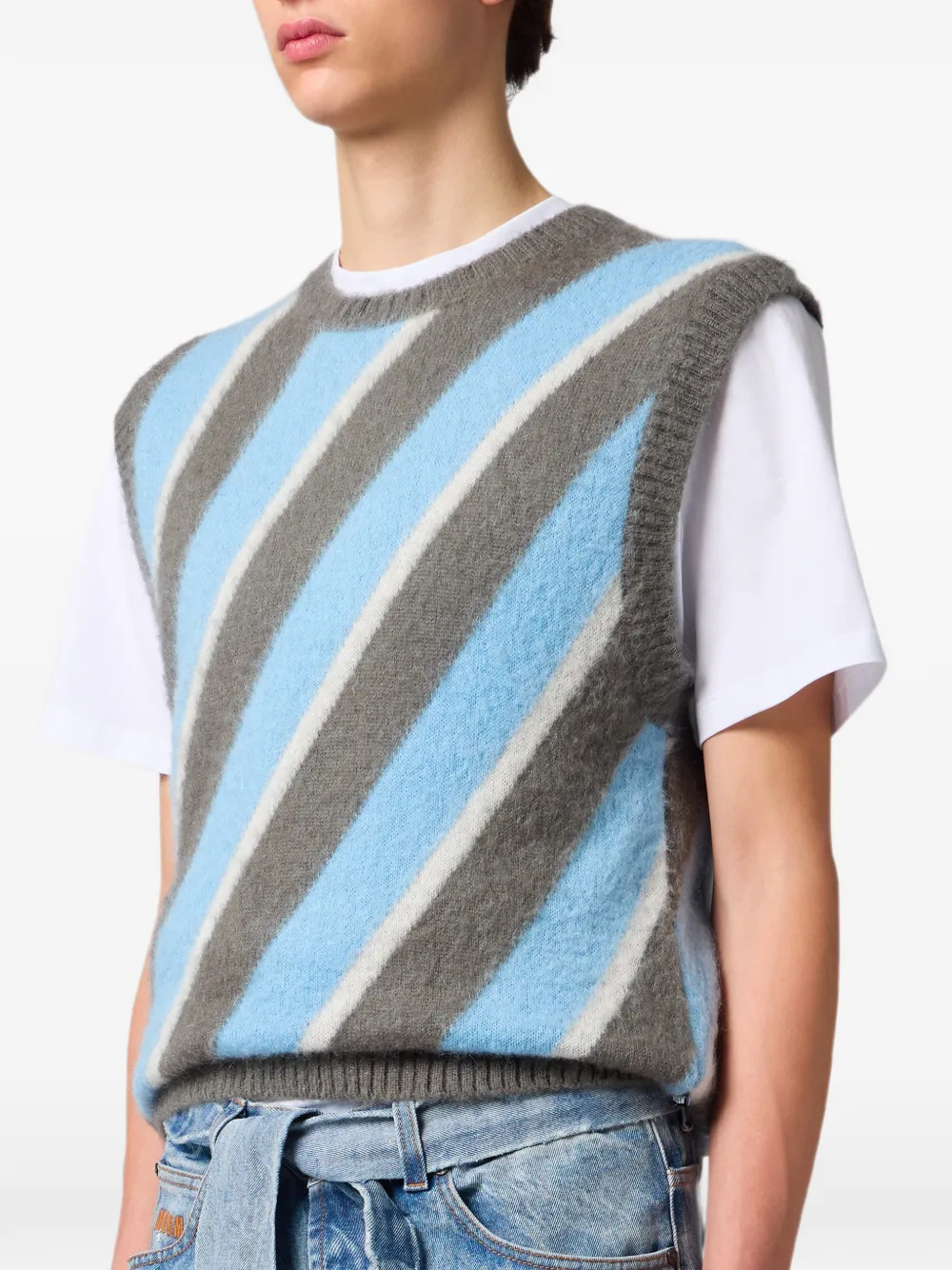 MSGM Mouwloze trui met diagonale streep Grijs