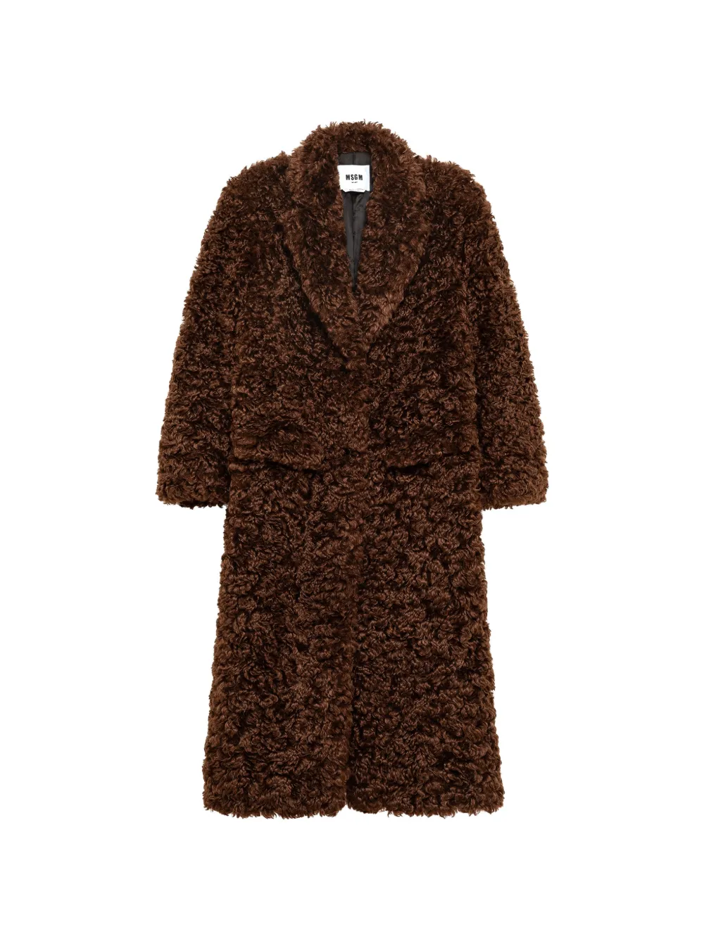 MSGM Cappotto doppiopetto in shearling sintetico - Marrone