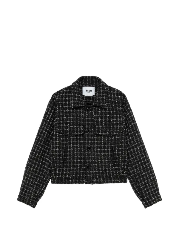 MSGM チェック ツイードジャケット | ブラック | FARFETCH JP