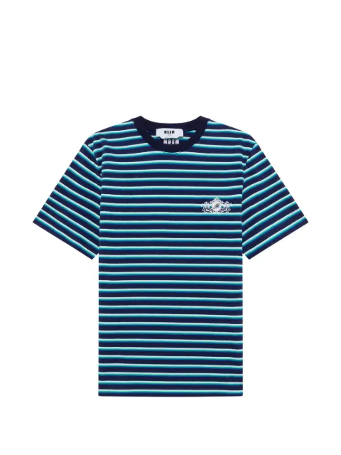 MSGM striped crest-patch T-shirt