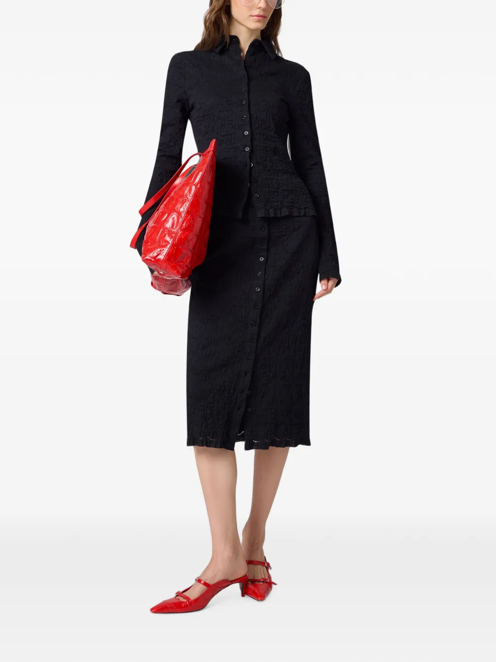 MSGM Blouse met gekreukt effect en ruches Zwart