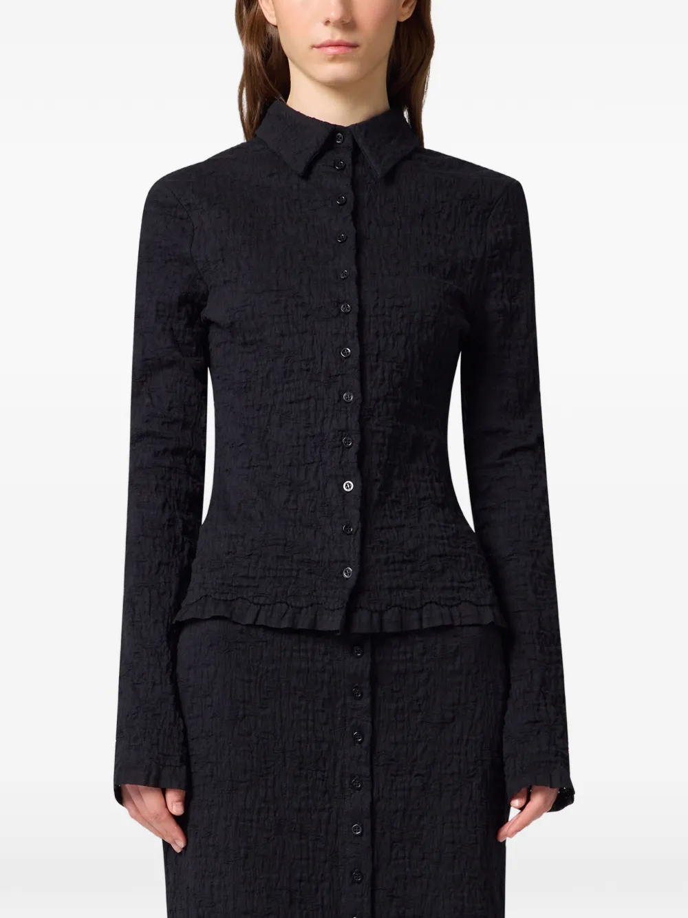 MSGM Blouse met gekreukt effect en ruches Zwart