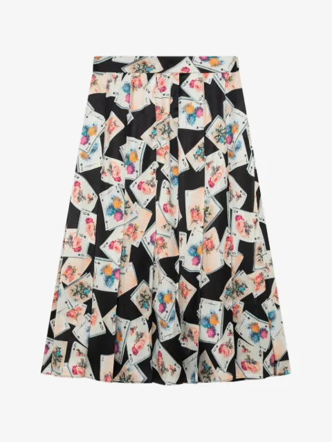 MSGM playing-card-print pleated midi skirt