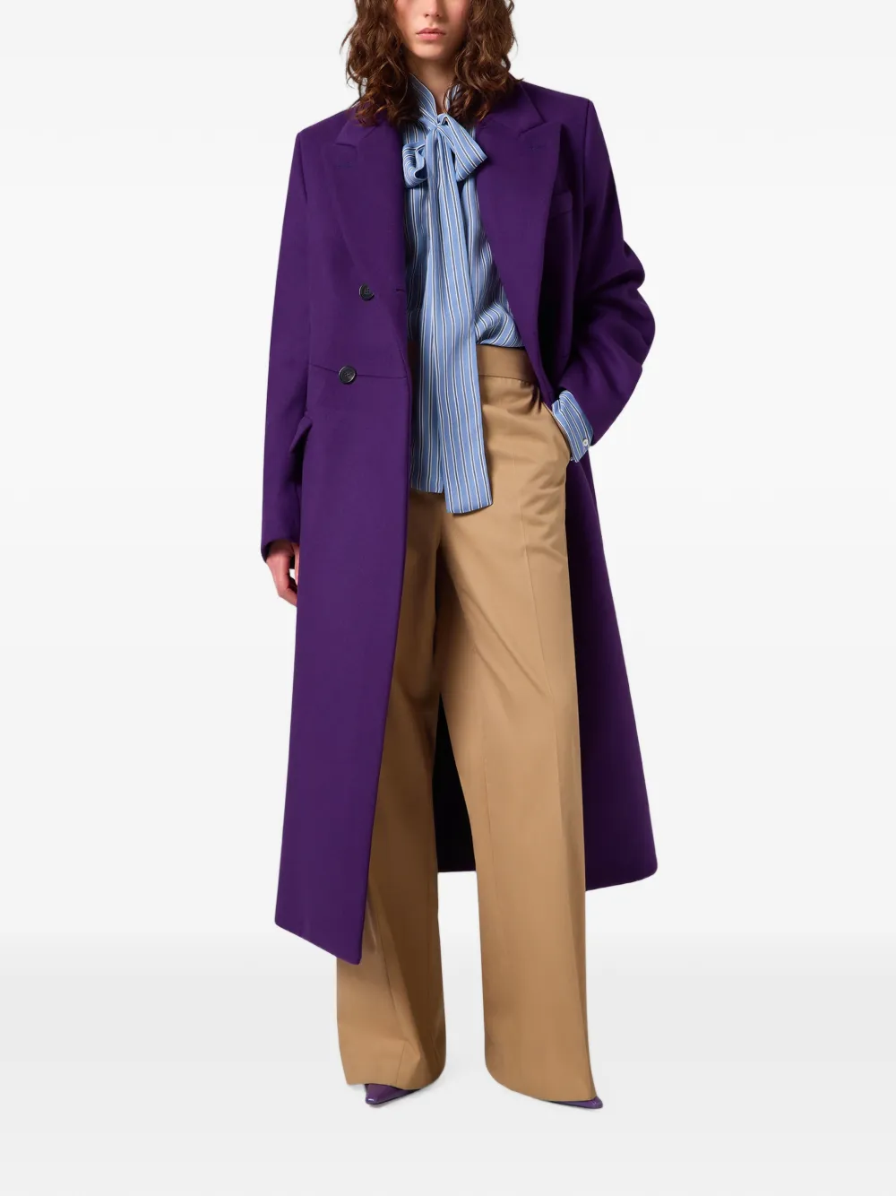 MSGM Asymmetrische high-waist pantalon met gekreukt effect Beige