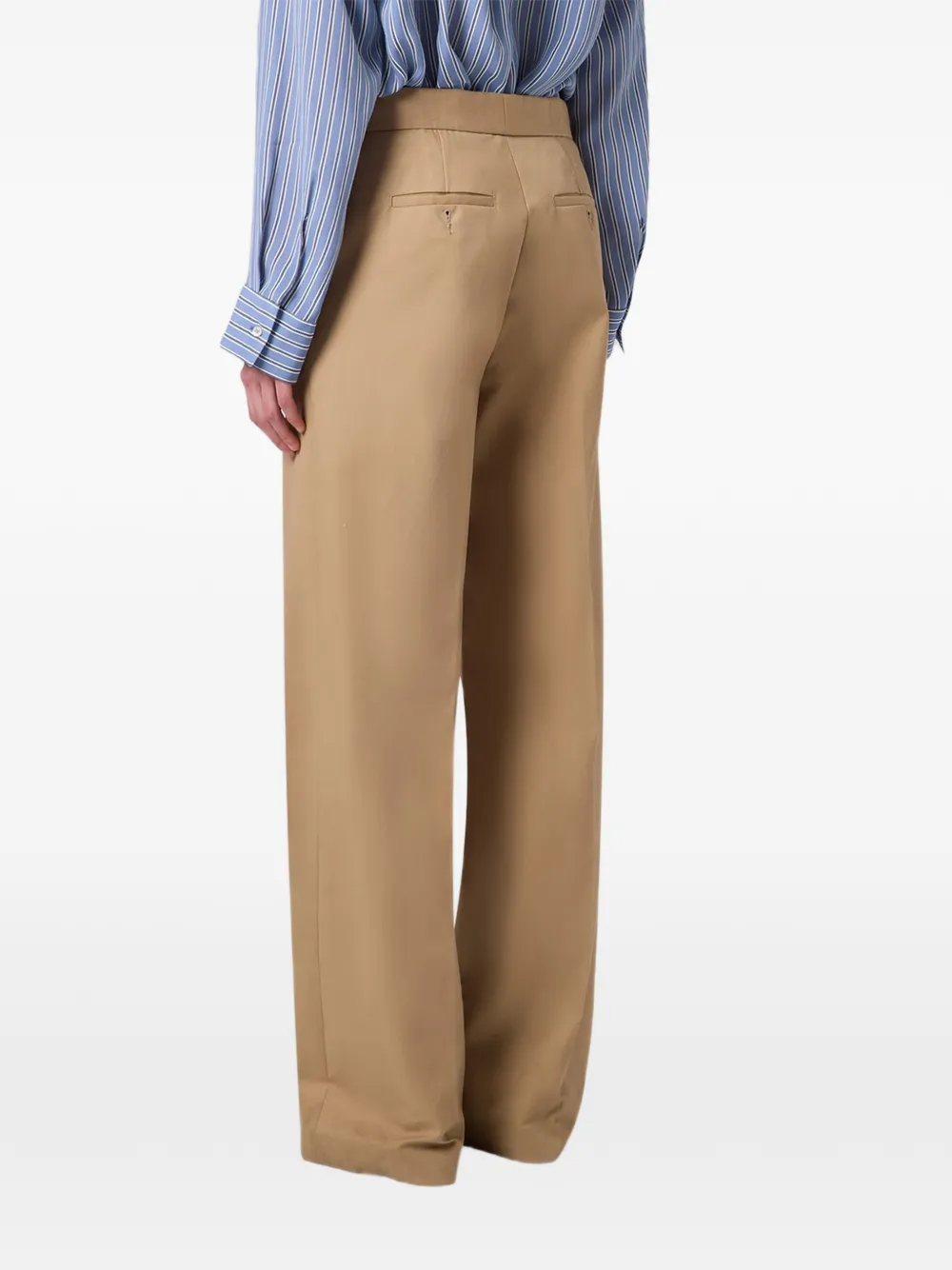 MSGM Asymmetrische high-waist pantalon met gekreukt effect Beige