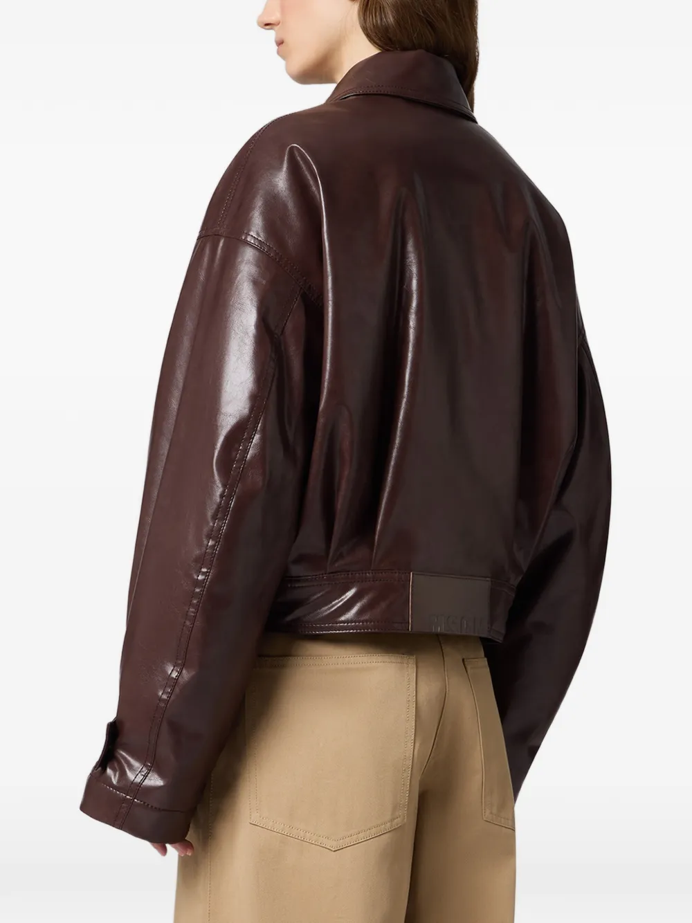 MSGM Cropped jack met logopatch Bruin