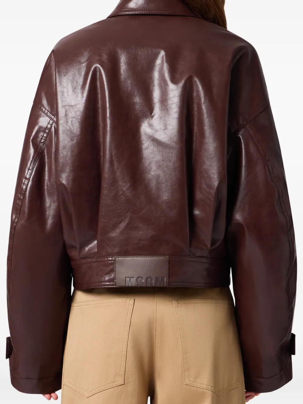 MSGM Cropped jack met logopatch Bruin